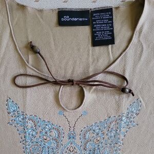 No Boundaries Beige and Light Blue Blouse